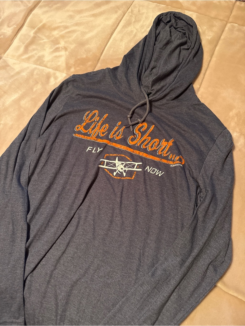 Life is Short Gray Hoodie Shirt, Flying, Airplane